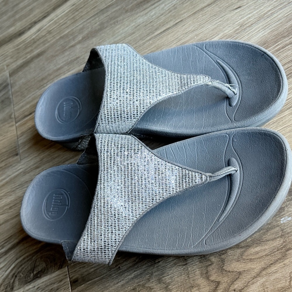 Fitflop Lulu Charcoal Silver Sandals Size 9